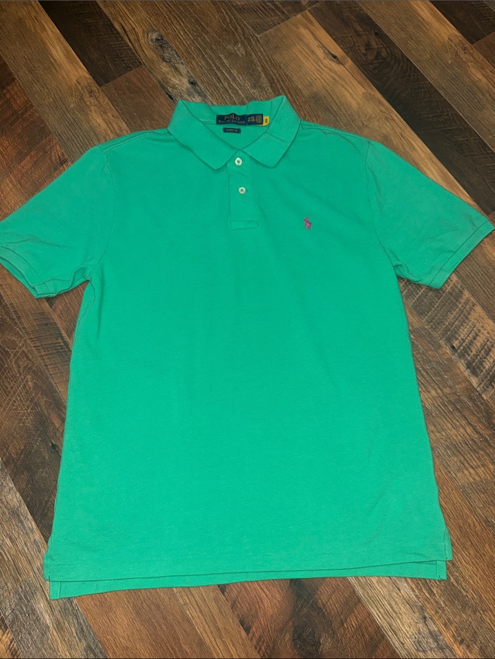 Polo Ralph Lauren Kids XL 18-20 Classic Fit Green Polo Shirt Pink Pony